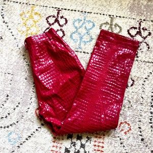 Vintage snake skin pattern red pants high waisted size 27